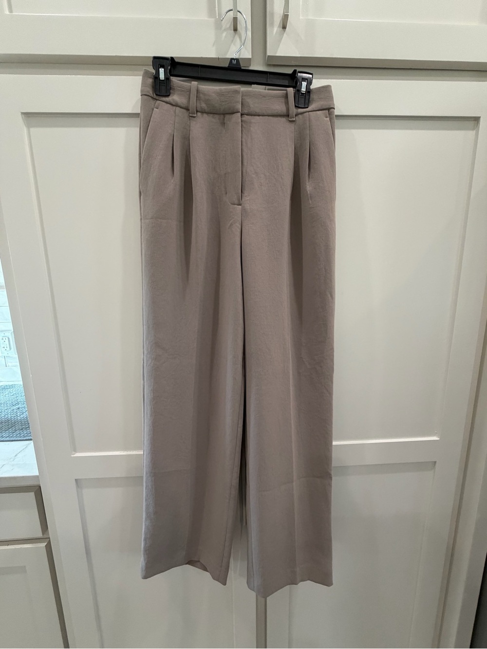 Aritzia Wide-Leg Trousers in Light Taupe